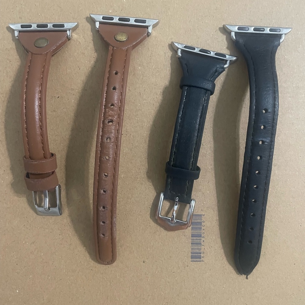 Brown and Black Leather Apple Watch Bands